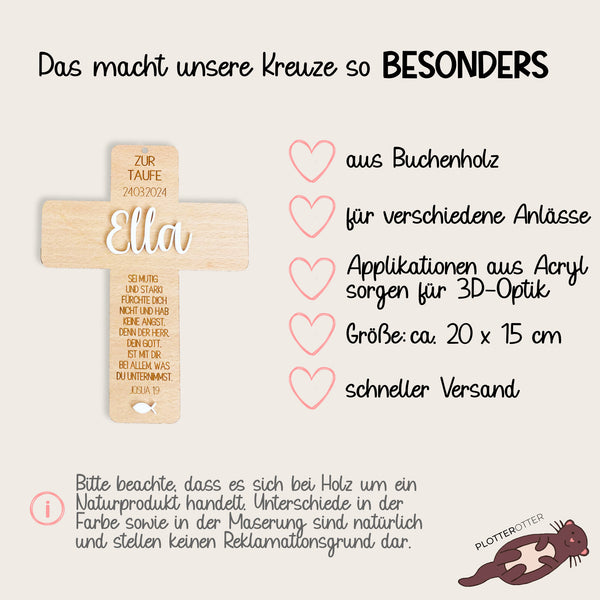 personalisiertes Kreuz Taufe / Kommunion