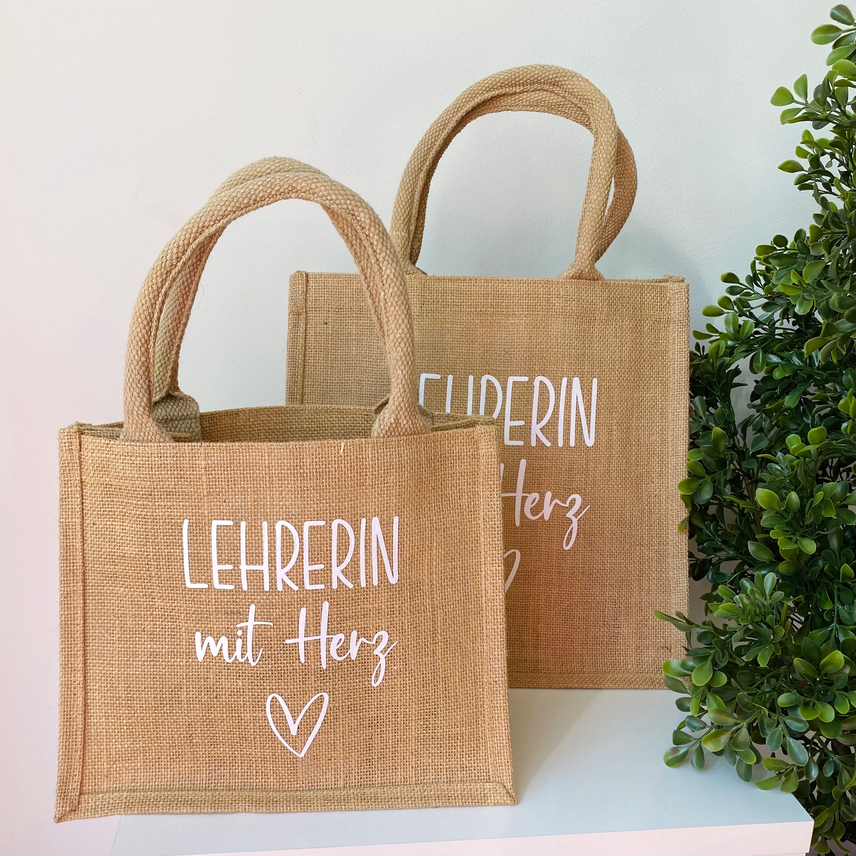 Huuraa sacco di juta Tutor mit Herz Borsa per la spesa Gift