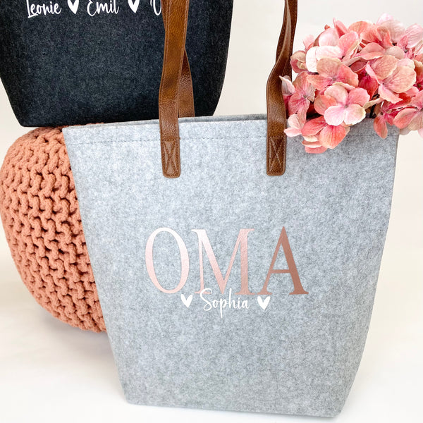Filztasche Oma / Opa / Mama mit Namen
