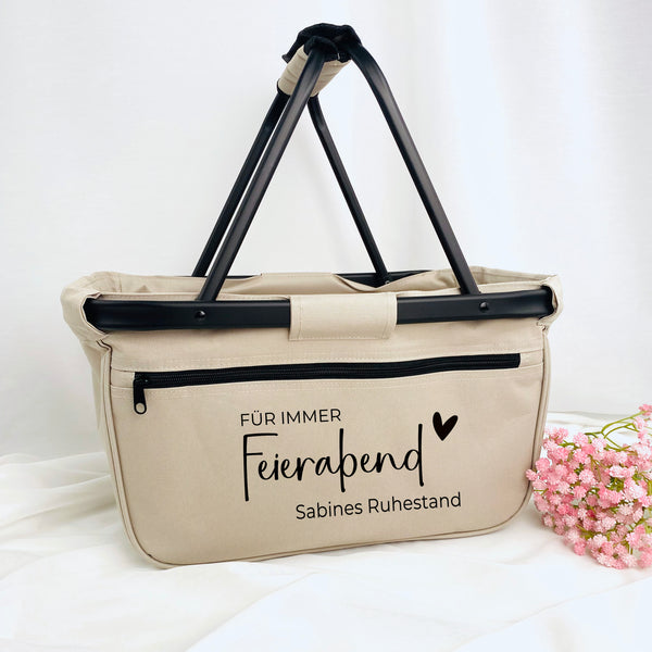 Einkaufskorb Für immer Feierabend - Geschenk Rente Kollegin