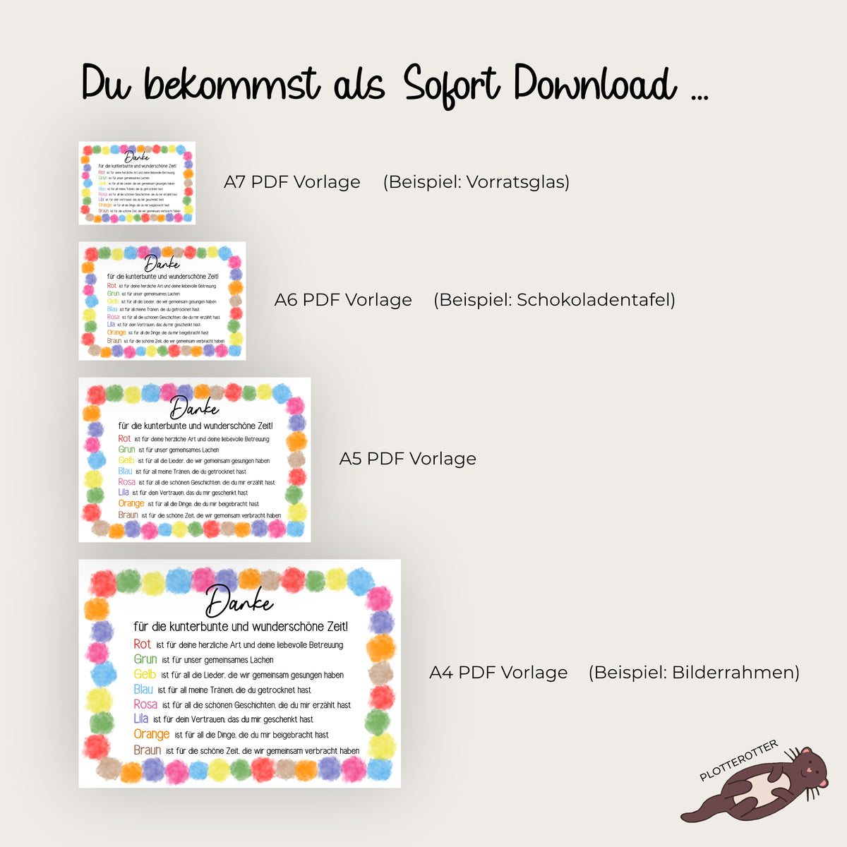 Karte Abschied - Danke für die kunterbunte Zeit