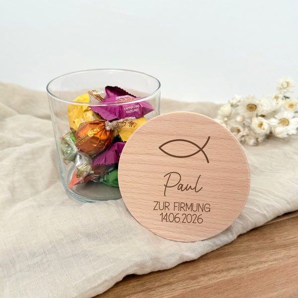 Vorratsglas Kommunion / Konfirmation / Firmung / Taufe Fisch