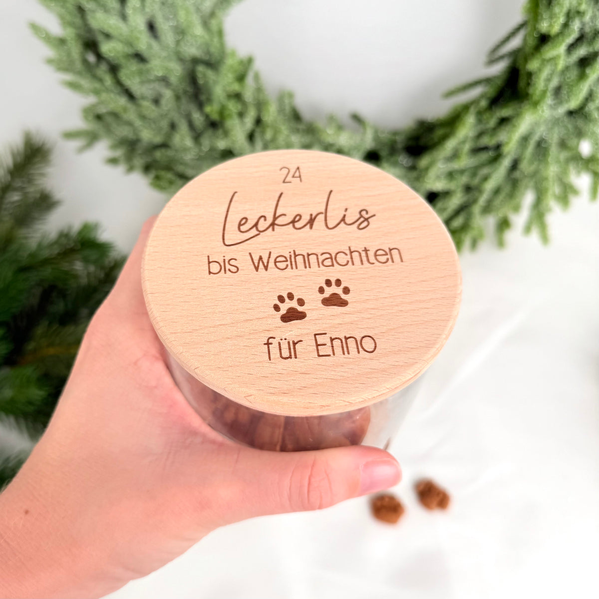 Geschenkglas 24 Leckerlis bis Weihnachten
