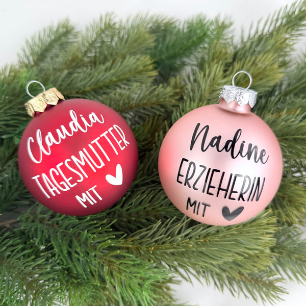 Weihnachtskugel Berufe mit Herz