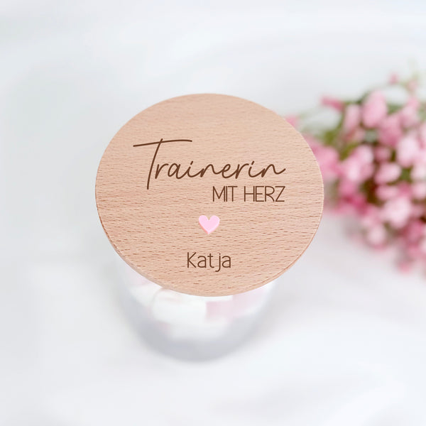 Vorratsglas Trainerin mit Herz