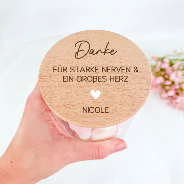 Vorratsglas Danke für starke Nerven & ein großes Herz