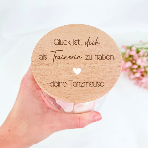 Vorratsglas Glück ist dich als Trainerin zu haben