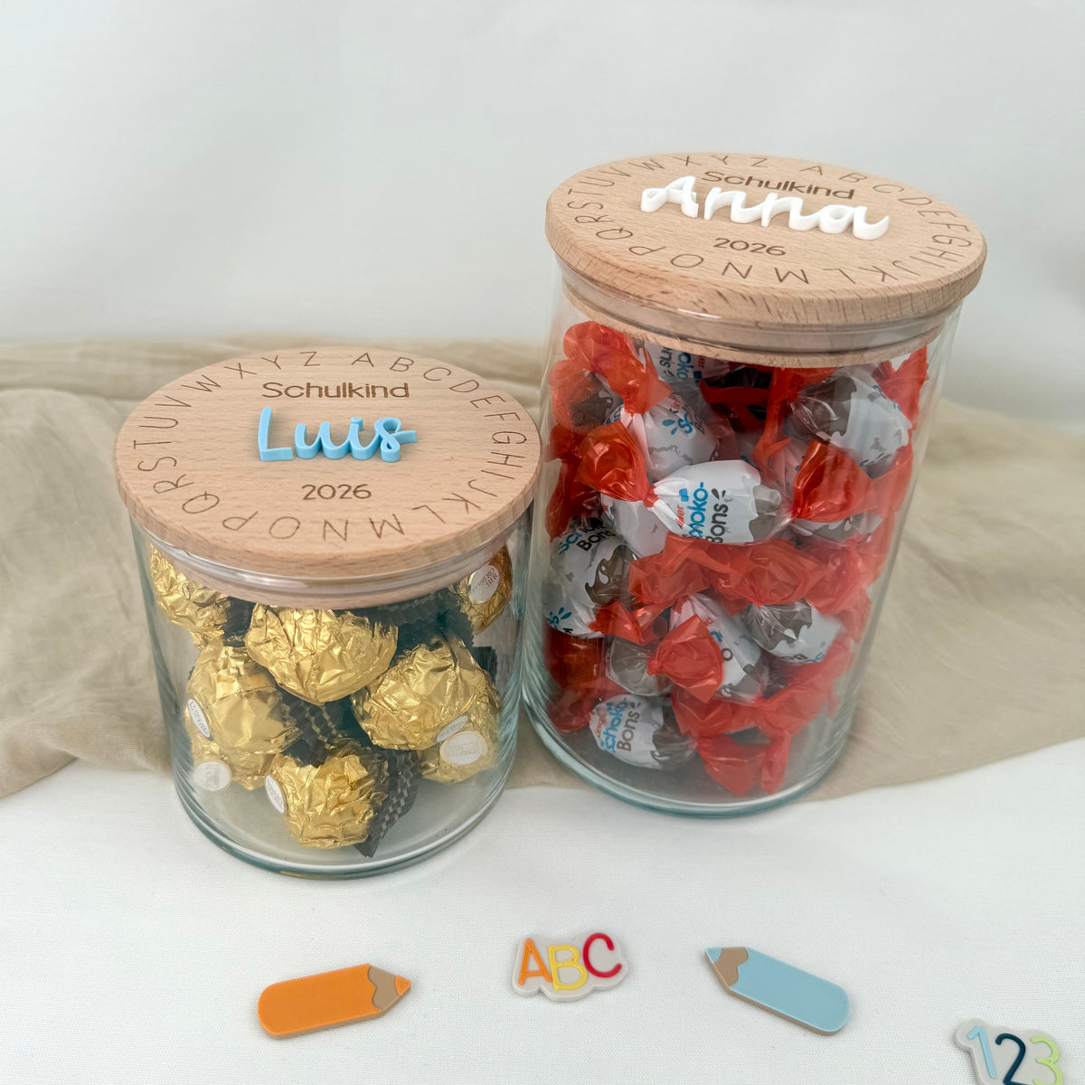 Geschenkglas Einschulung A-Z