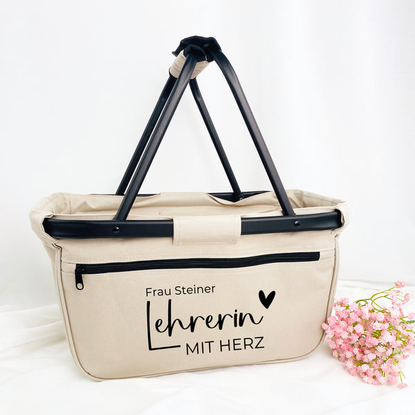 Einkaufskorb Lehrerin mit Herz