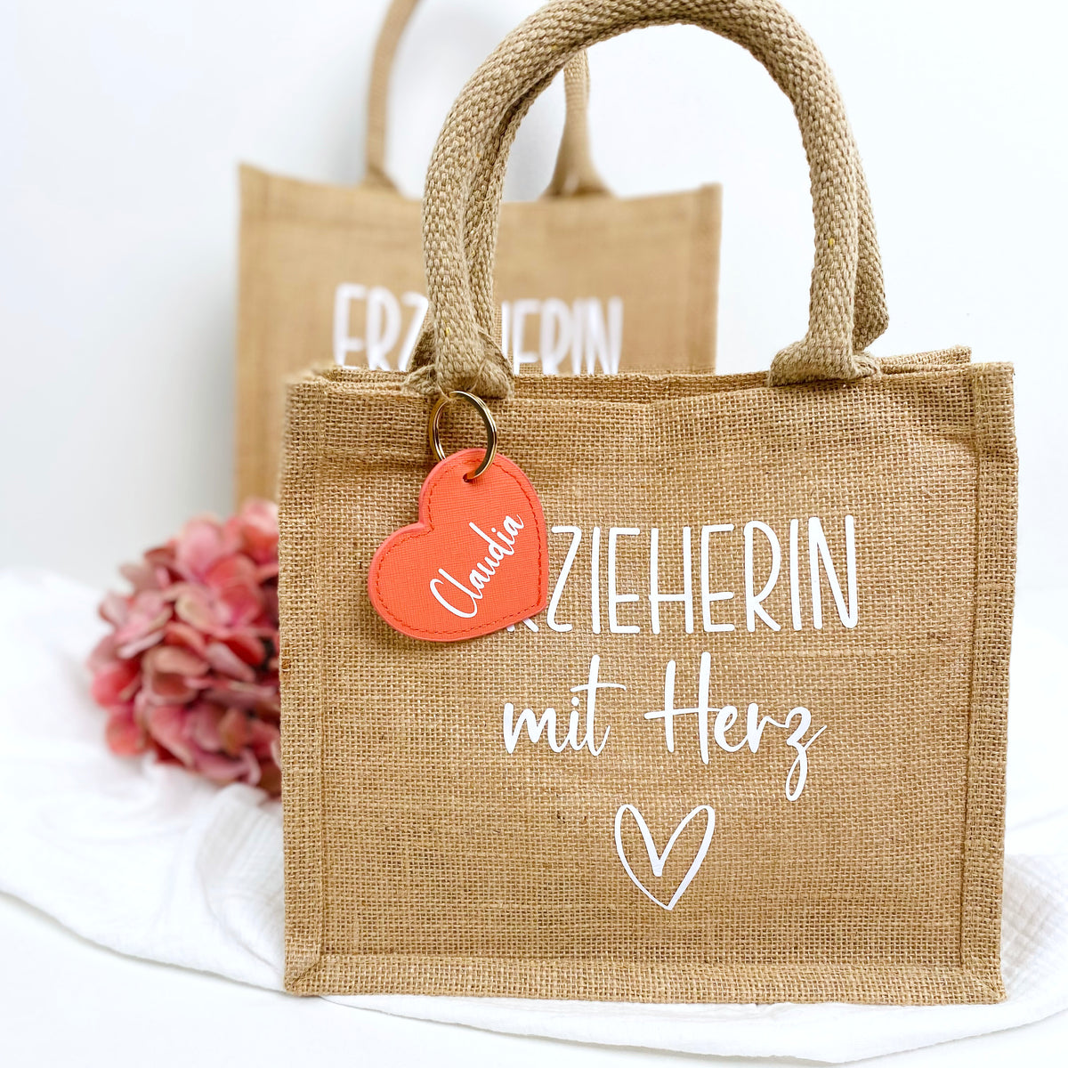 Tasche Erzieherin mit Herz Jute