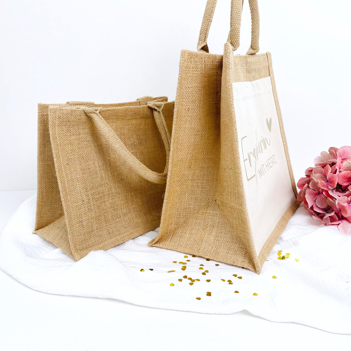 Tasche Erzieherin mit Herz Jute/Baumwolle