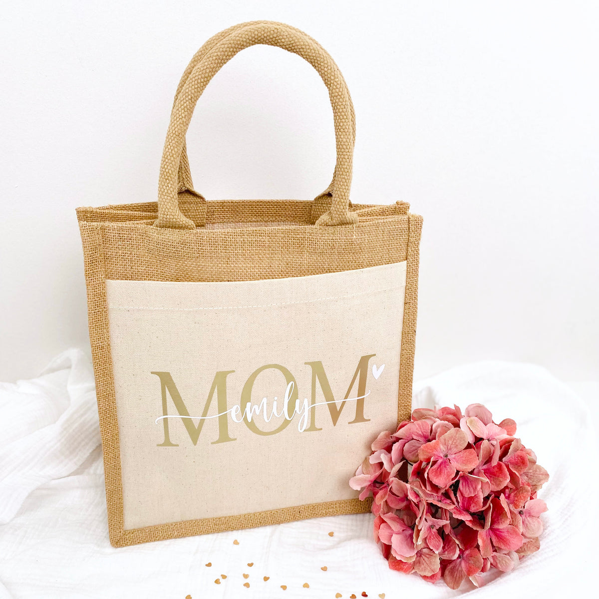 Tasche Mama mit Kindernamen Jute/Baumwolle