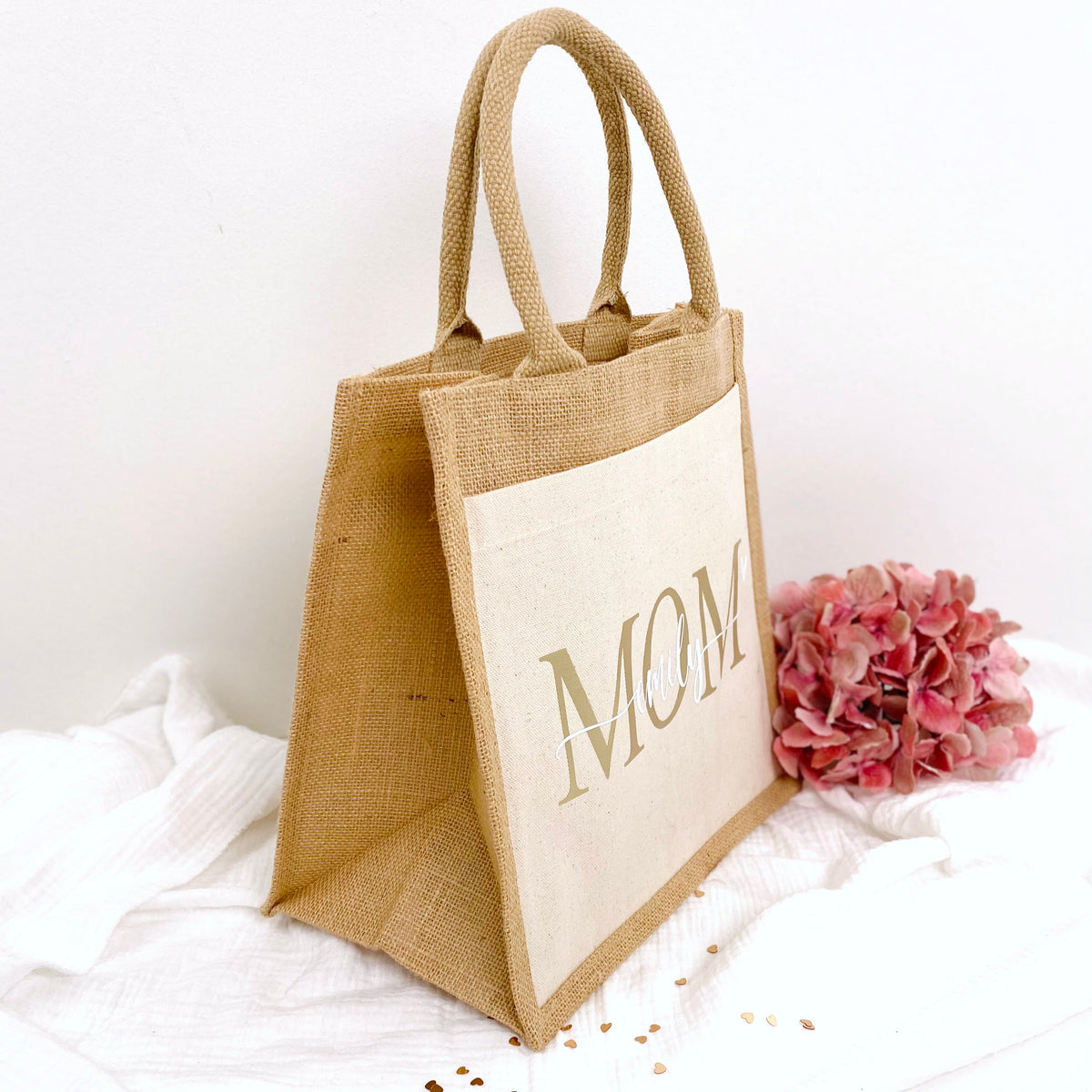 Tasche Mama mit Kindernamen Jute/Baumwolle