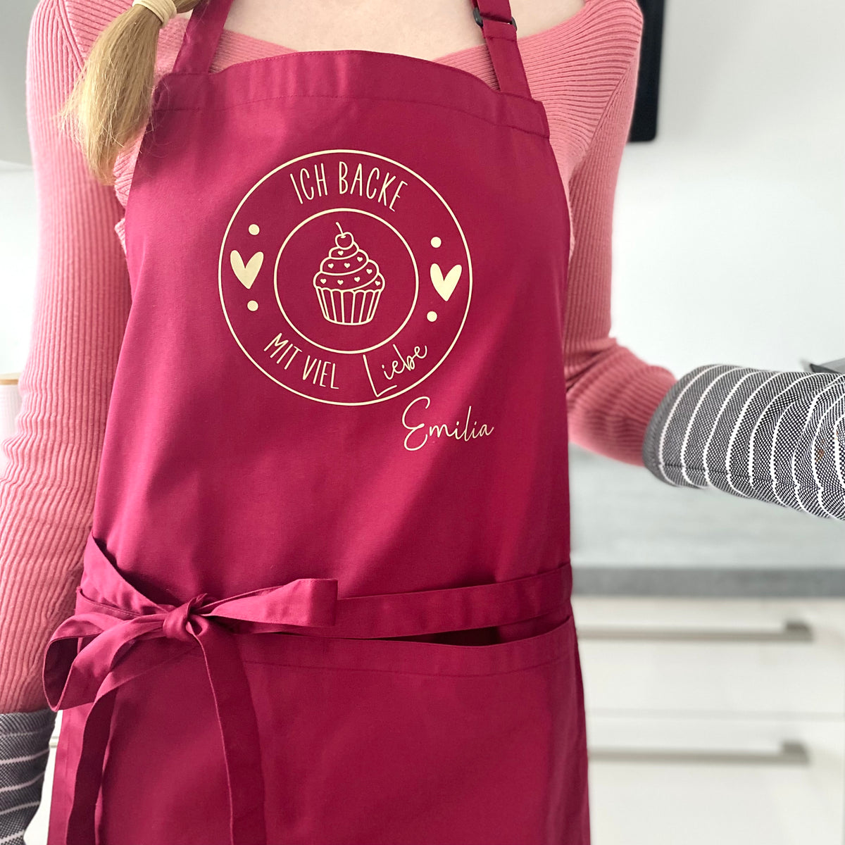 Schürze Damen Ich backe mit viel Liebe
