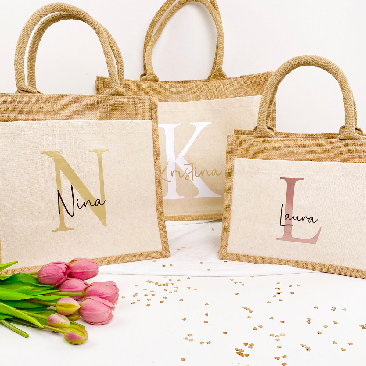 Tasche Initial Jute/Baumwolle