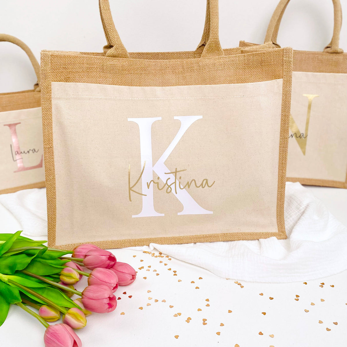 Tasche Initial Jute/Baumwolle
