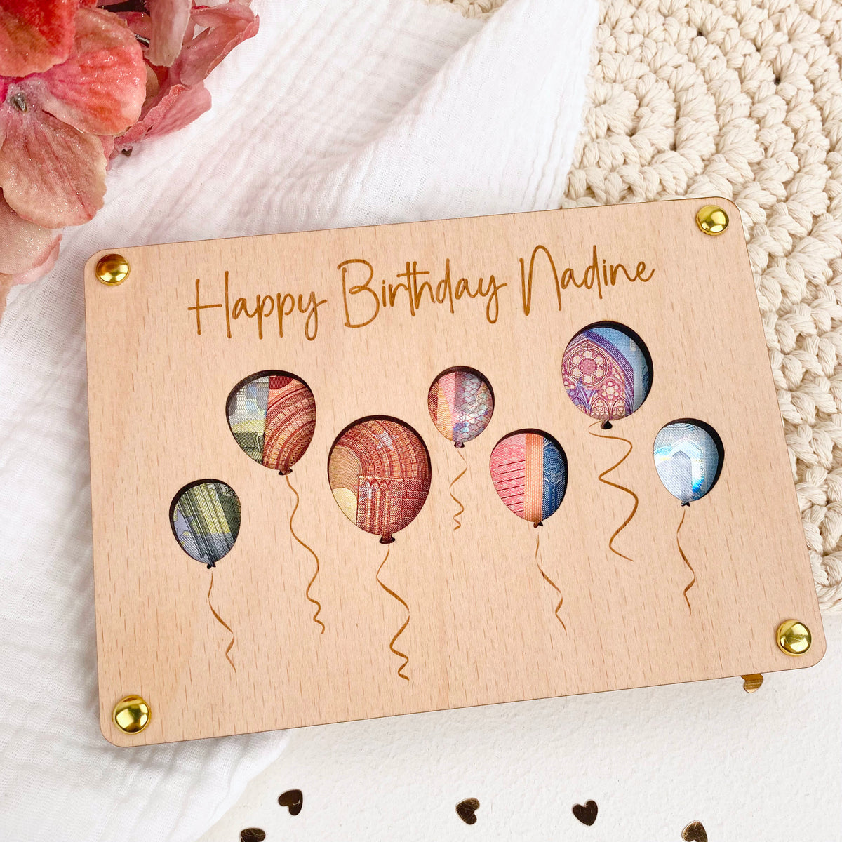 Geldgeschenk Holzkarte Geburtstag