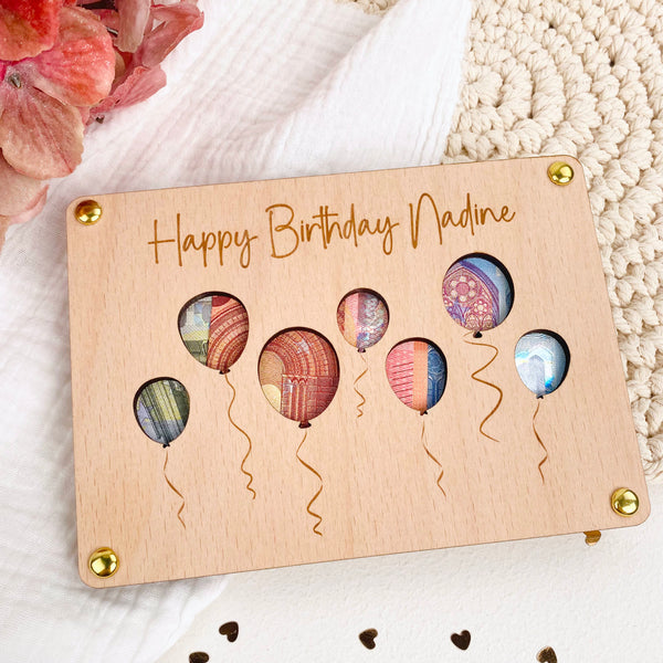 Geldgeschenk Holzkarte Geburtstag