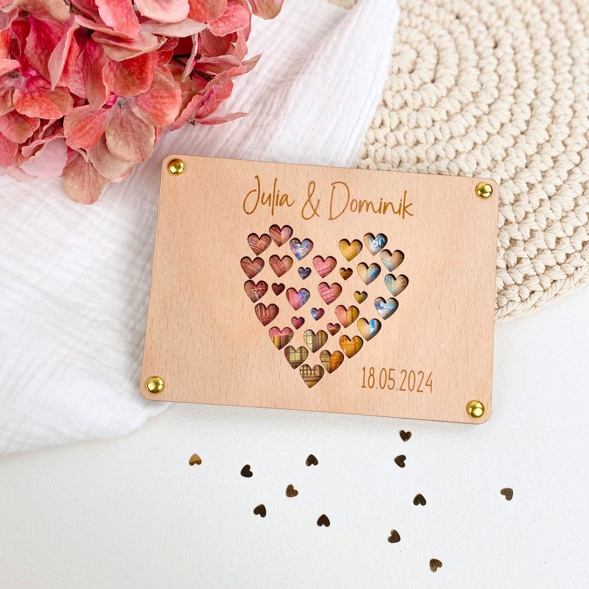 Geldgeschenk Holzkarte Hochzeit