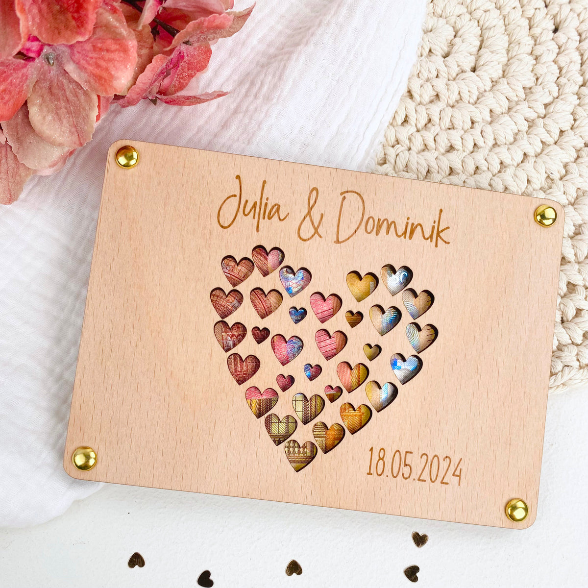 Geldgeschenk Holzkarte Hochzeit