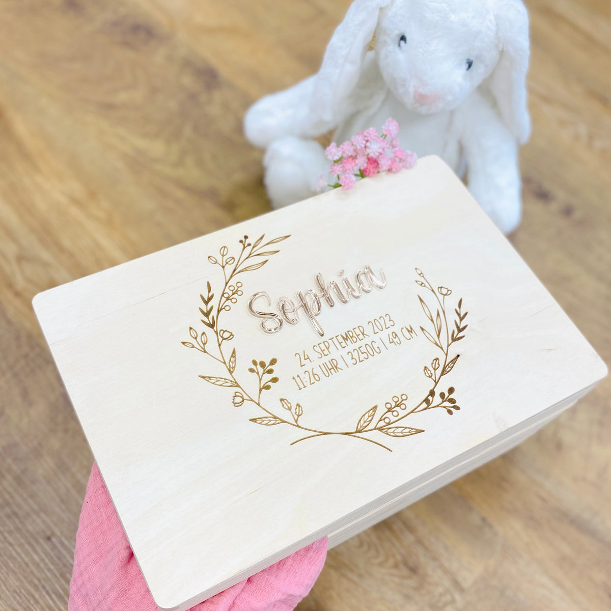 personalisierte Erinnerungsbox Baby - Floral