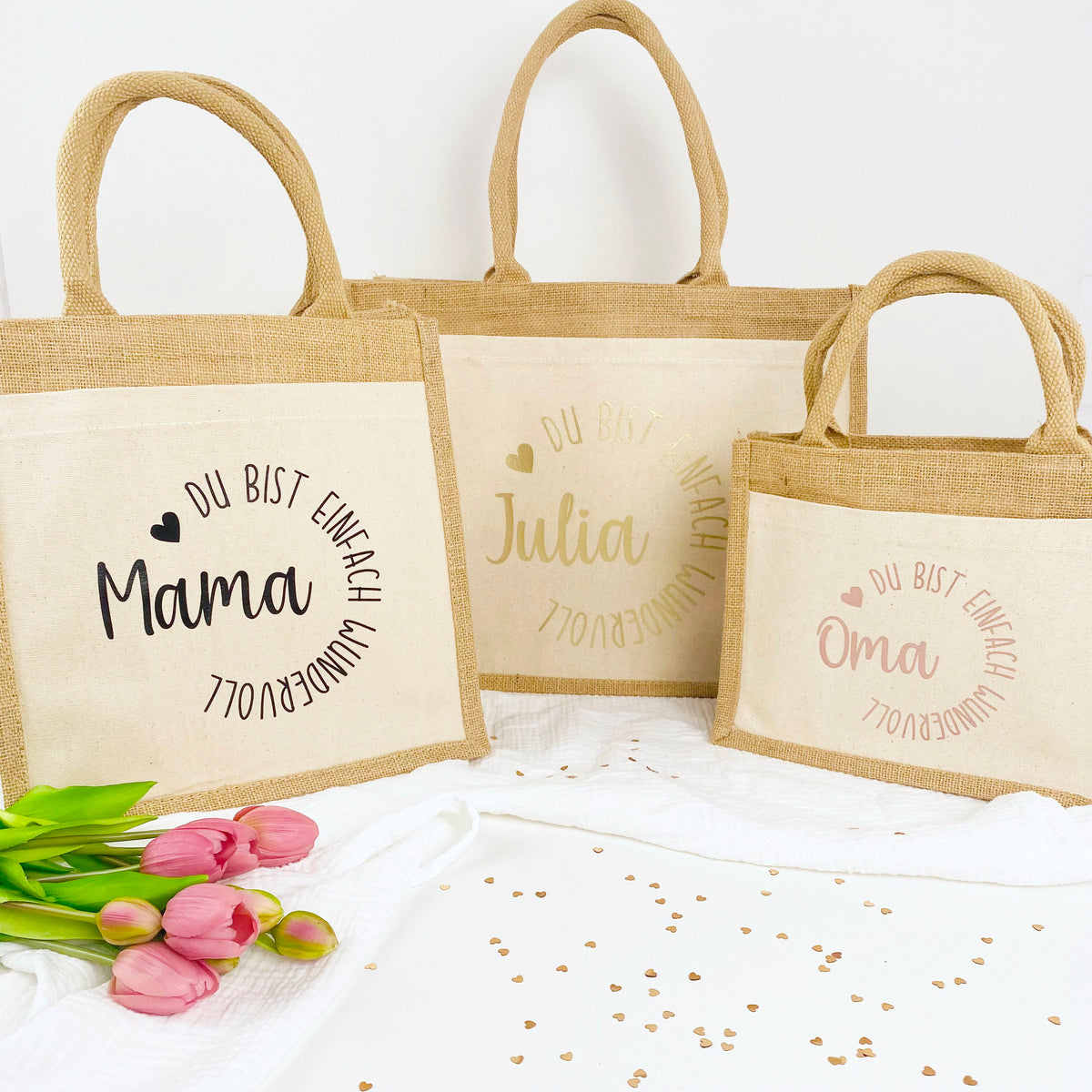 Tasche du bist einfach wundervoll Jute/Baumwolle