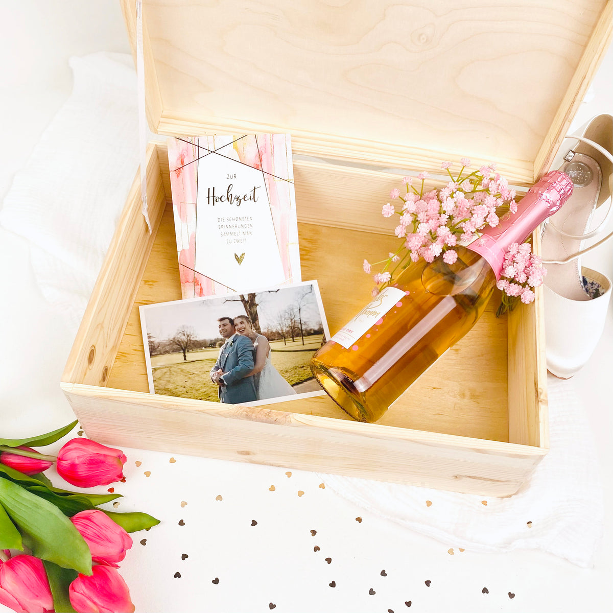 personalisierte Erinnerungsbox Hochzeit - Blumenkranz