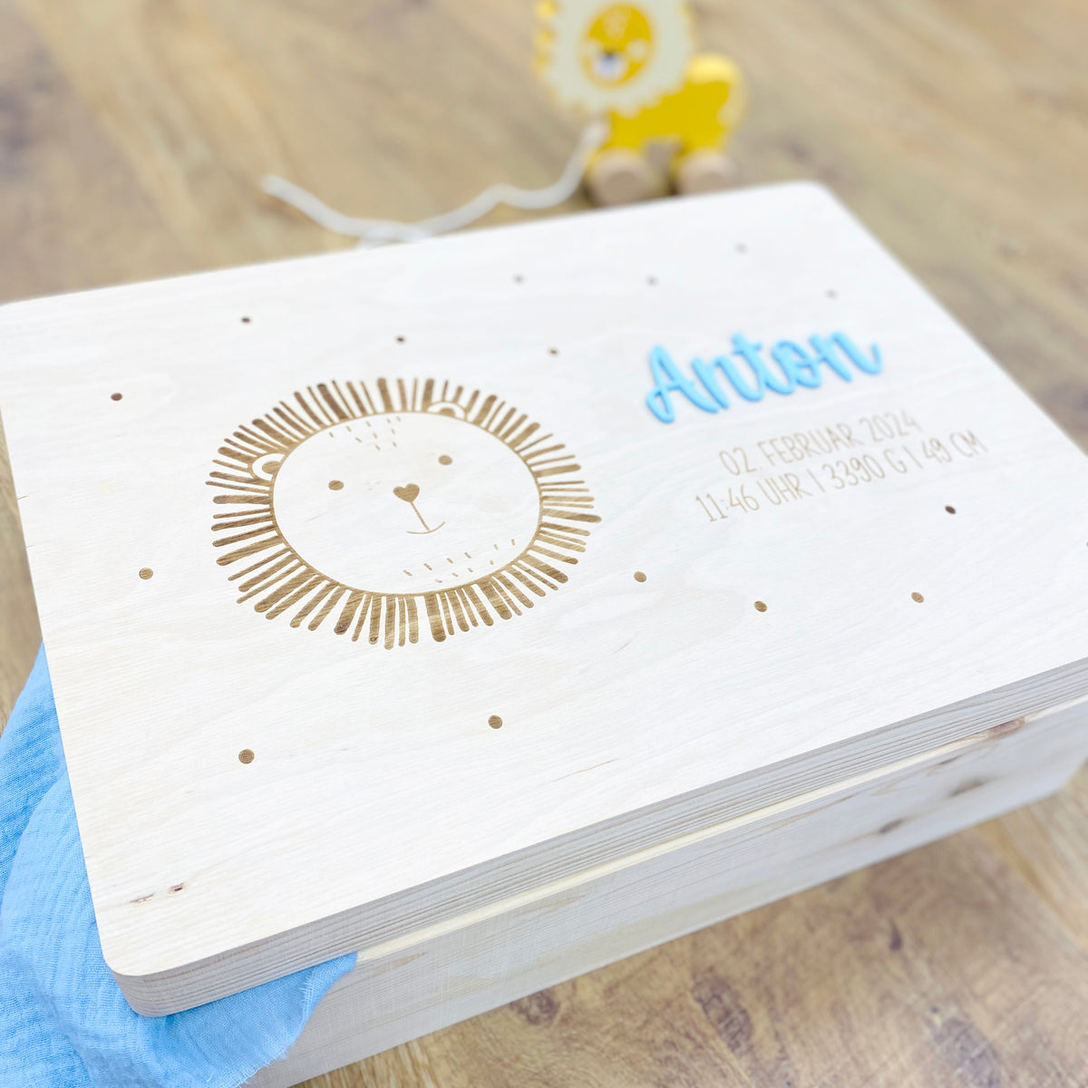 personalisierte Erinnerungsbox Baby - Löwe