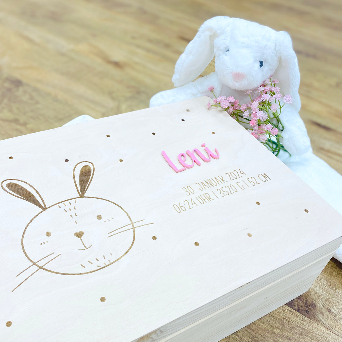personalisierte Erinnerungsbox Baby - Hase