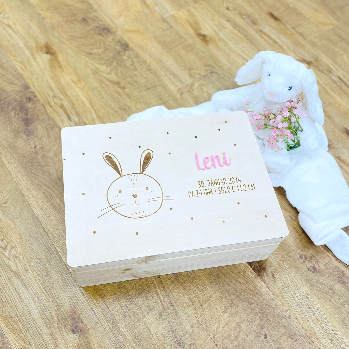 personalisierte Erinnerungsbox Baby - Hase
