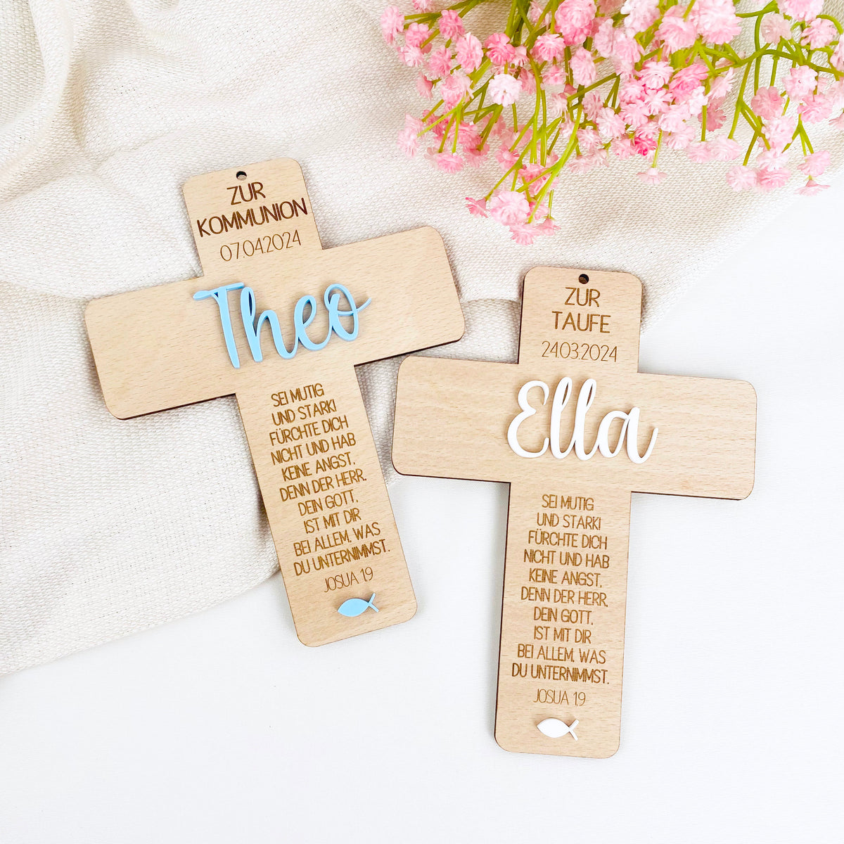 personalisiertes Kreuz Taufe / Kommunion