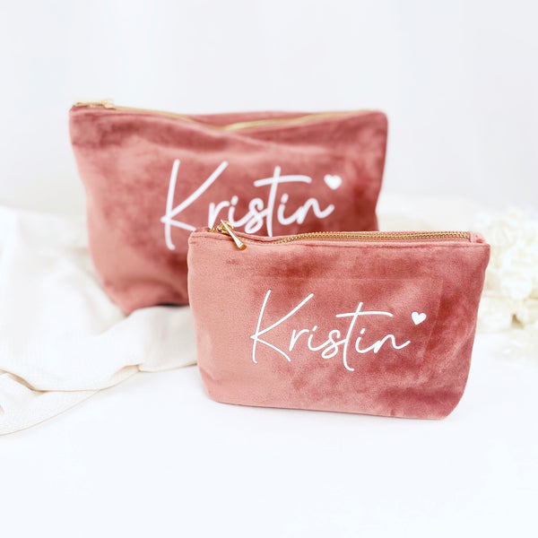 Kosmetiktasche mit Namen Samt