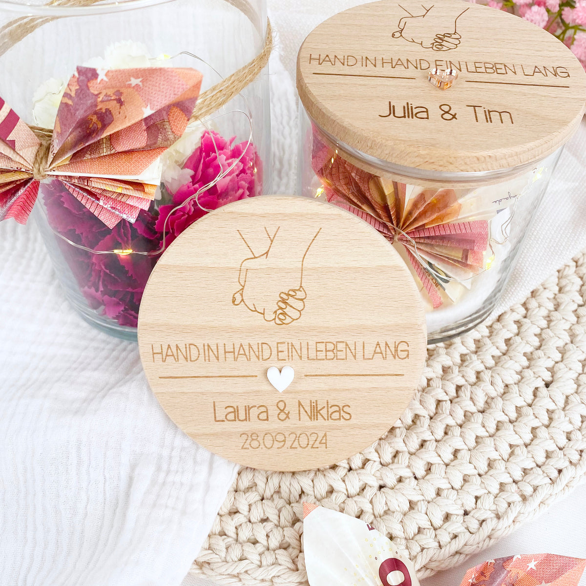 Geschenkglas Hand in Hand ein Leben lang