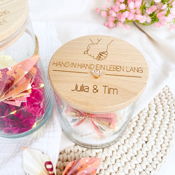 Vorratsglas Hand in Hand ein Leben lang