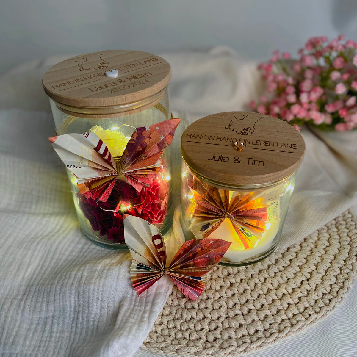 Geschenkglas Hand in Hand ein Leben lang