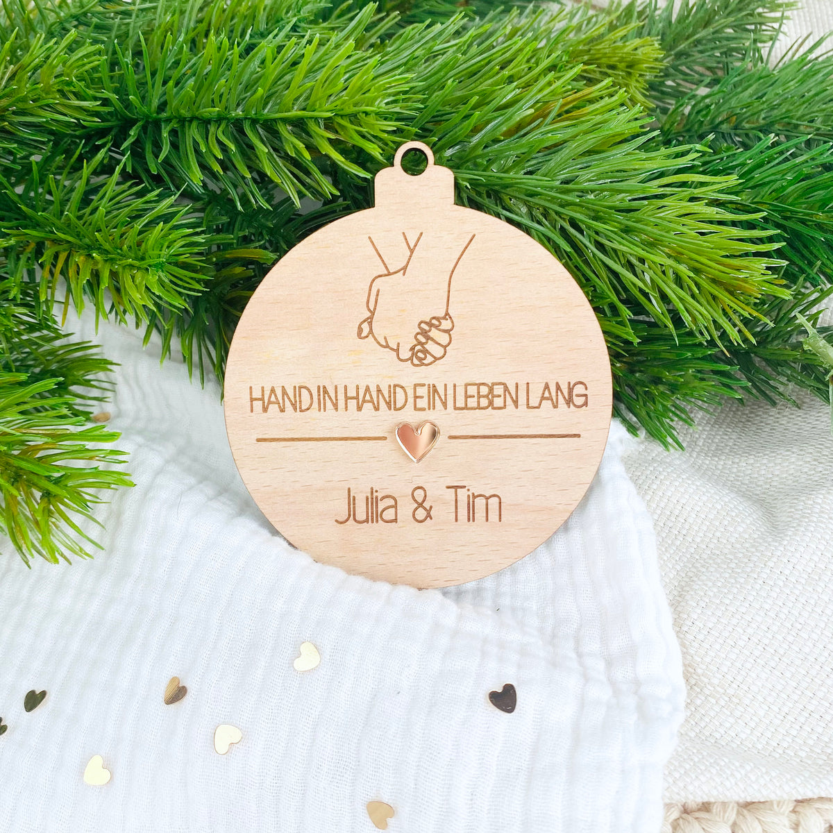personalisierte Weihnachtskugel - Geschenk Hochzeit