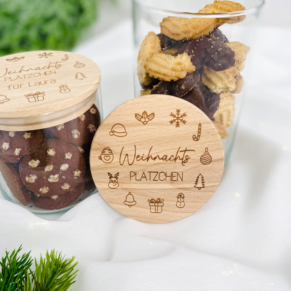 Geschenkglas Weihnachtsplätzchen mit Motiven