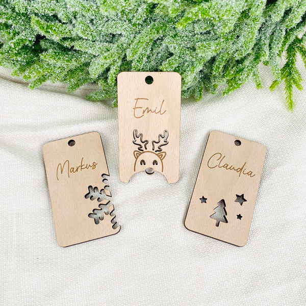 Geschenkanhänger Weihnachten verschiedene Motive Holz