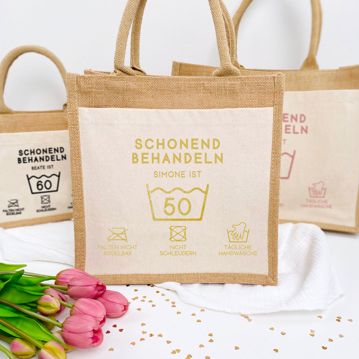 Tasche Geburtstag Jute/Baumwolle