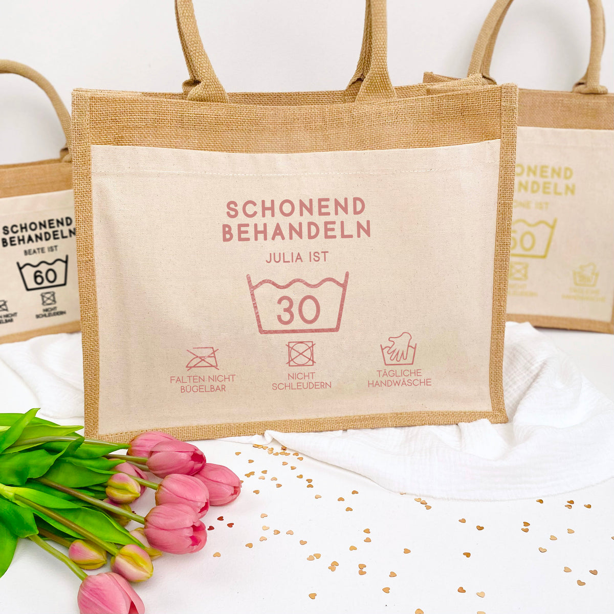 Tasche Geburtstag Jute/Baumwolle