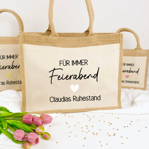 Tasche Für immer Feierabend Jute/Baumwolle