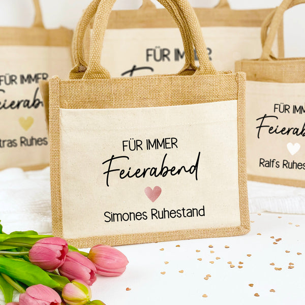 Tasche Für immer Feierabend Jute/Baumwolle