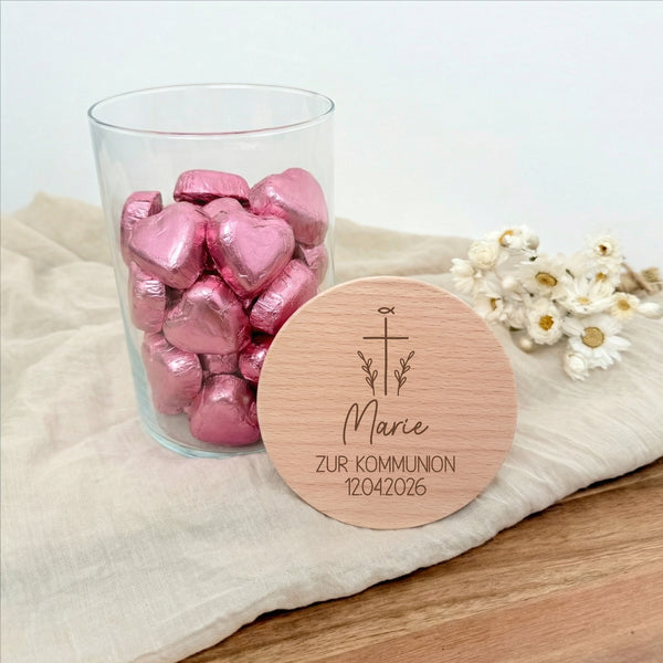 Vorratsglas Kommunion / Konfirmation / Firmung / Taufe Kreuz