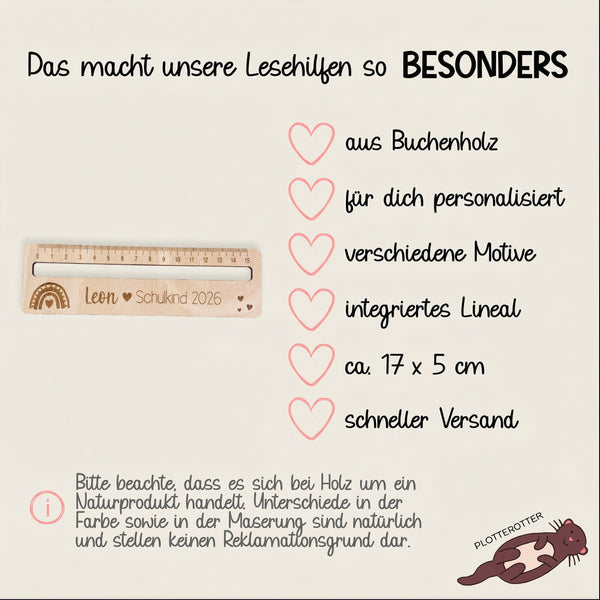 personalisierte Lesehilfe inkl. Lineal
