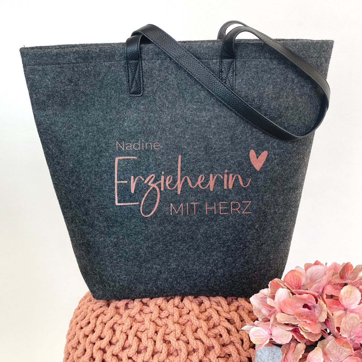 Filztasche Erzieherin mit Herz