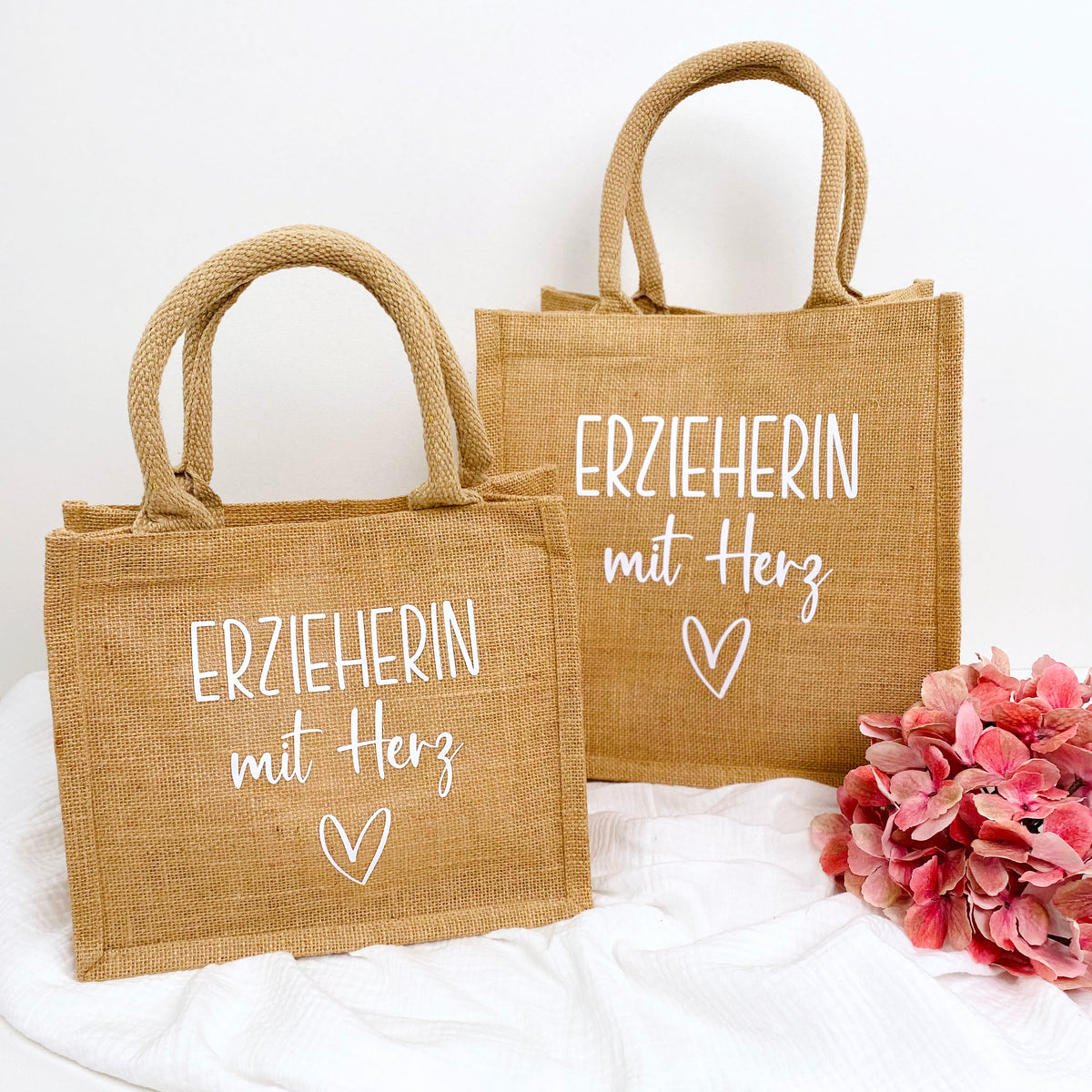 Tasche Erzieherin mit Herz Jute