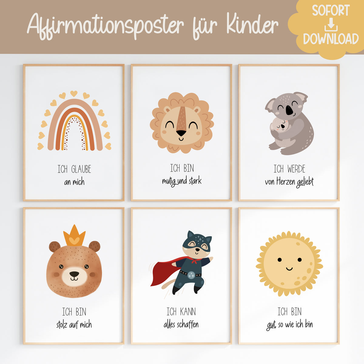 Poster Affirmationen 6er Set