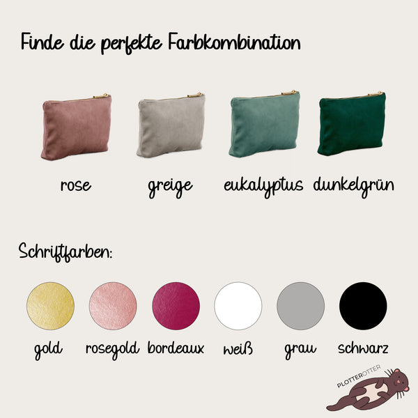 Kosmetiktasche mit Namen Samt