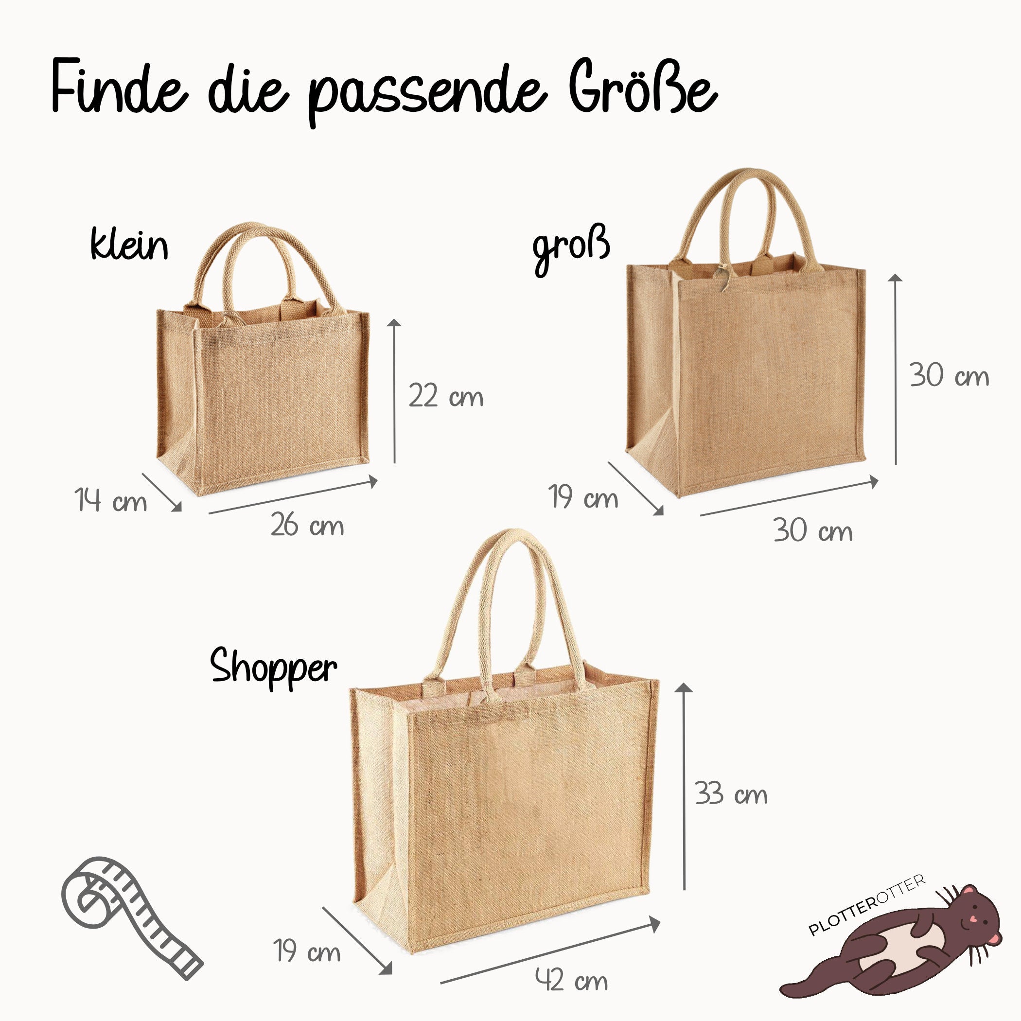 Borsa Shopper In Juta E Cotone Da 21 Litri - Tagesmutter Mit Herz - Borsa Per La Spesa Sostenibile E Alla Moda - 4