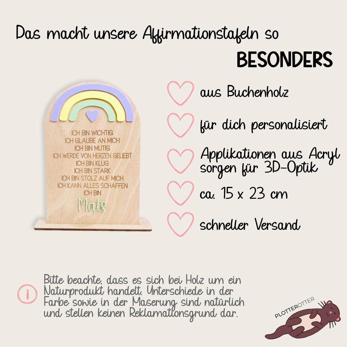 Affirmationstafel für Kinder